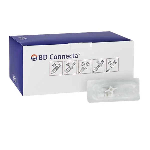 3-weg kraan Connecta wit 10cm verlengslang Ds 50 stuks - Afbeelding 2